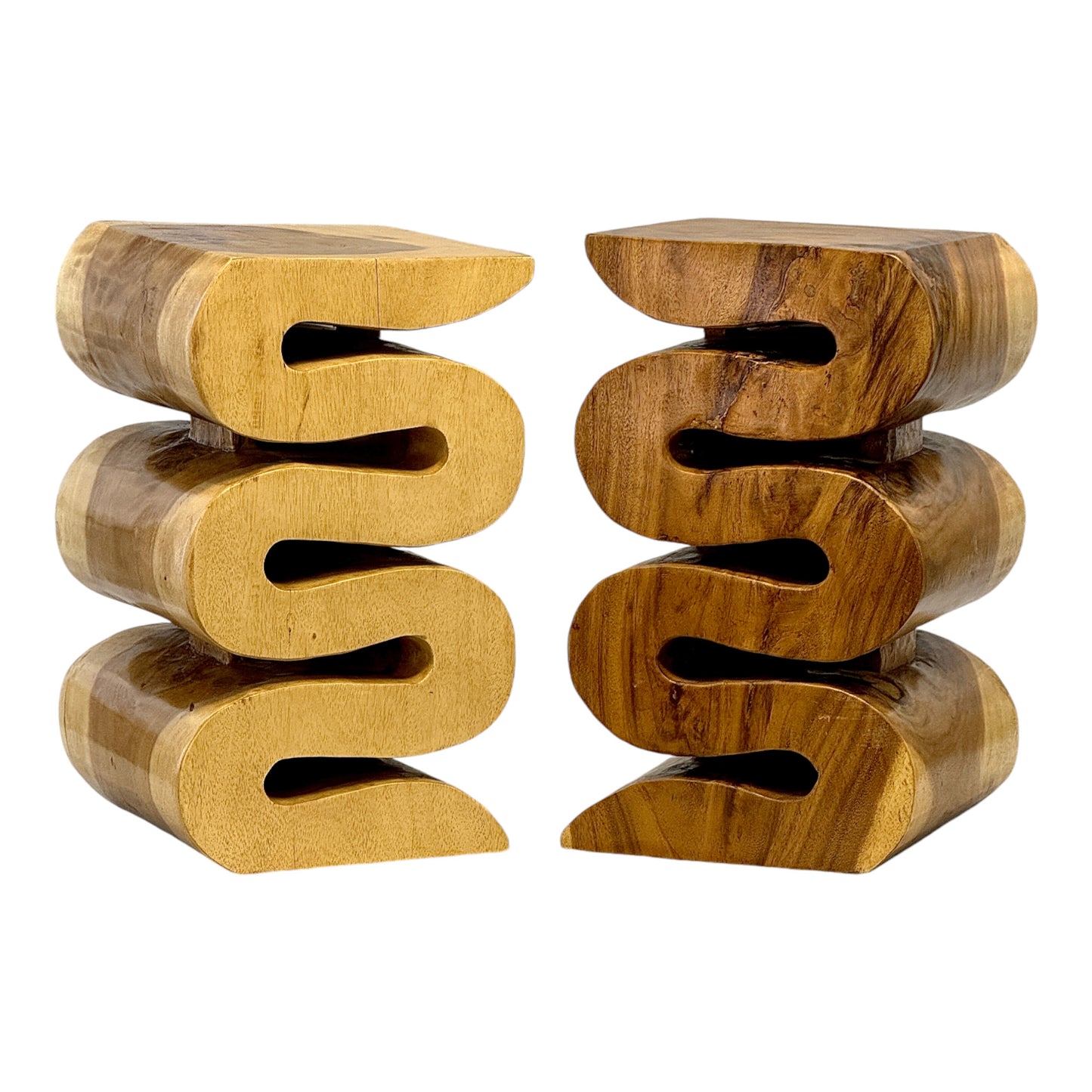 Unique Samanwood Snake Stool: Handcrafted, curved design for versatile use and stylish furnishings