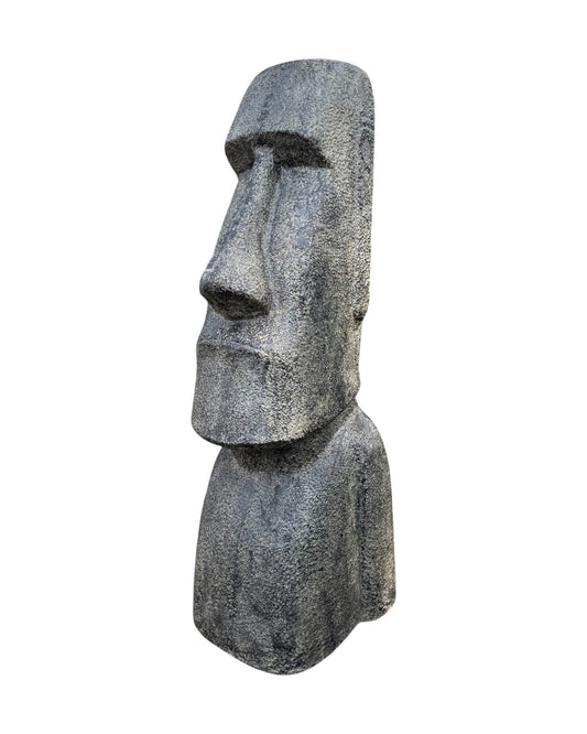 Moai Kopf Statue - Garten Deko Skulptur - Wetterfest - Rapa-Nui Osterinsel-Figur aus Lavasand Grau - 200x70x60 cm