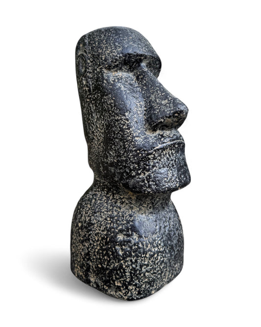 Moai Kopf Statue - Garten Deko Skulptur - Wetterfest - Rapa-Nui Osterinsel-Figur aus Lavasand Grau - 40x20x15 cm