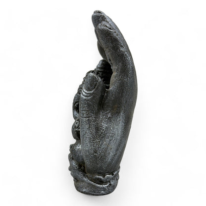 Einzelstück: Spirituelle Holzskulptur – Hand mit Elefant, Symbol der göttlichen Energie