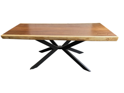 Table à manger en bois massif bord d'arbre naturel - table en bois massif de suar pièces uniques plateau de table (200x89x9cm)