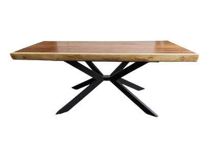 Table à manger en bois massif bord d'arbre naturel - table en bois massif de suar pièces uniques plateau de table (200x89x9cm)