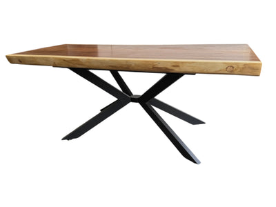 Table à manger en bois massif bord d'arbre naturel - table en bois massif de suar pièces uniques plateau de table (200x89x9cm)