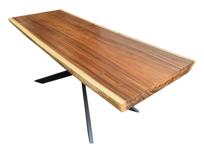 Table à manger en bois massif bord d'arbre naturel - table en bois massif de suar pièces uniques plateau de table (200x89x9cm)