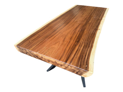 Table à manger en bois massif bord d'arbre naturel - table en bois massif de suar pièces uniques plateau de table (200x89x9cm)