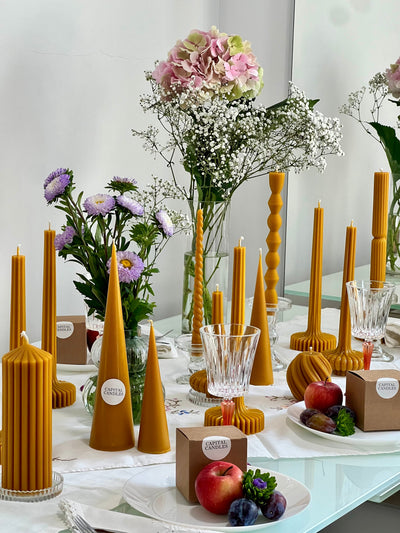 Beeswax candle ISTANBUL – Original beeswax – Hand-poured – For living rooms &amp; decoration – 3 sizes