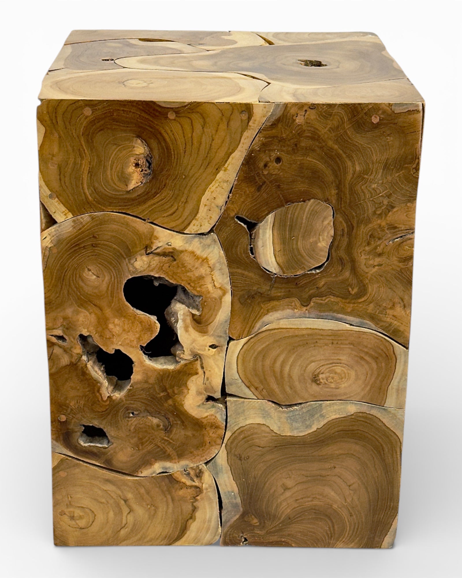 Table d'appoint en mosaïque de bois - table basse, table de chevet, tabouret pour plantes - fait main - 40&amp;60x40x40 cm