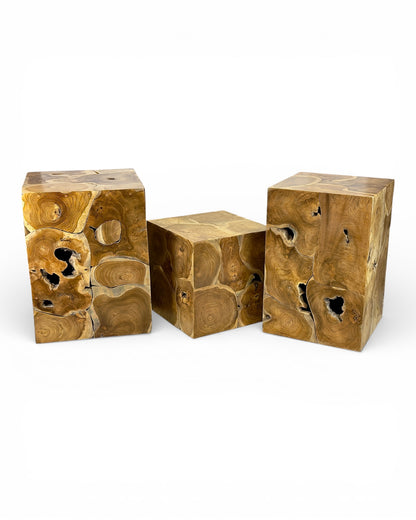 Table d'appoint en mosaïque de bois - table basse, table de chevet, tabouret pour plantes - fait main - 40&amp;60x40x40 cm