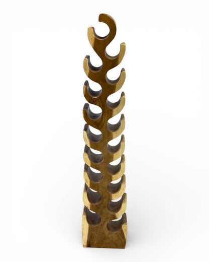 Weinregal Massiv XXL – Weinhalter Flaschenhalter - Handgefertigt Edel Hochwertig – Aus Teakholz für 18 Flaschen – 150x30x18 cm