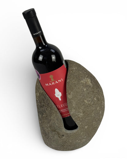 Unique piece: One-of-a-kind stone bottle holder for wine &amp; spirits - 23 × 18 × 15 cm