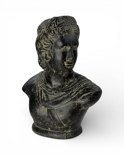 David Büste Skulptur – Garten Terrasse Wohnzimmer Deko – Wetterfest – Stein Statue Antik Stil schwarz gold – 40x30x17 cm