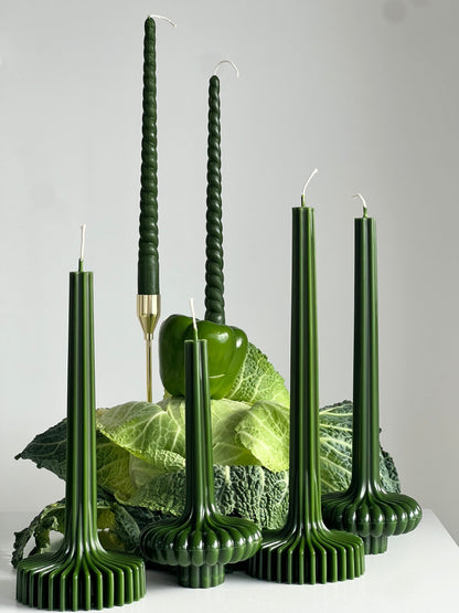Bougie en cire d'abeille ROM – Verte – Coulée à la main – Pour salon et décoration – Lot de 4