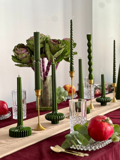 Bougie en cire d'abeille BERLIN – Verte – Coulée à la main – Pour salon et décoration – 2 tailles