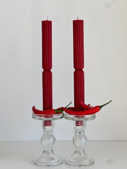 Bougie en cire d'abeille ATHÈNES – Rouge – Coulée à la main – Pour salons et décoration – Lot de 2 ou 4