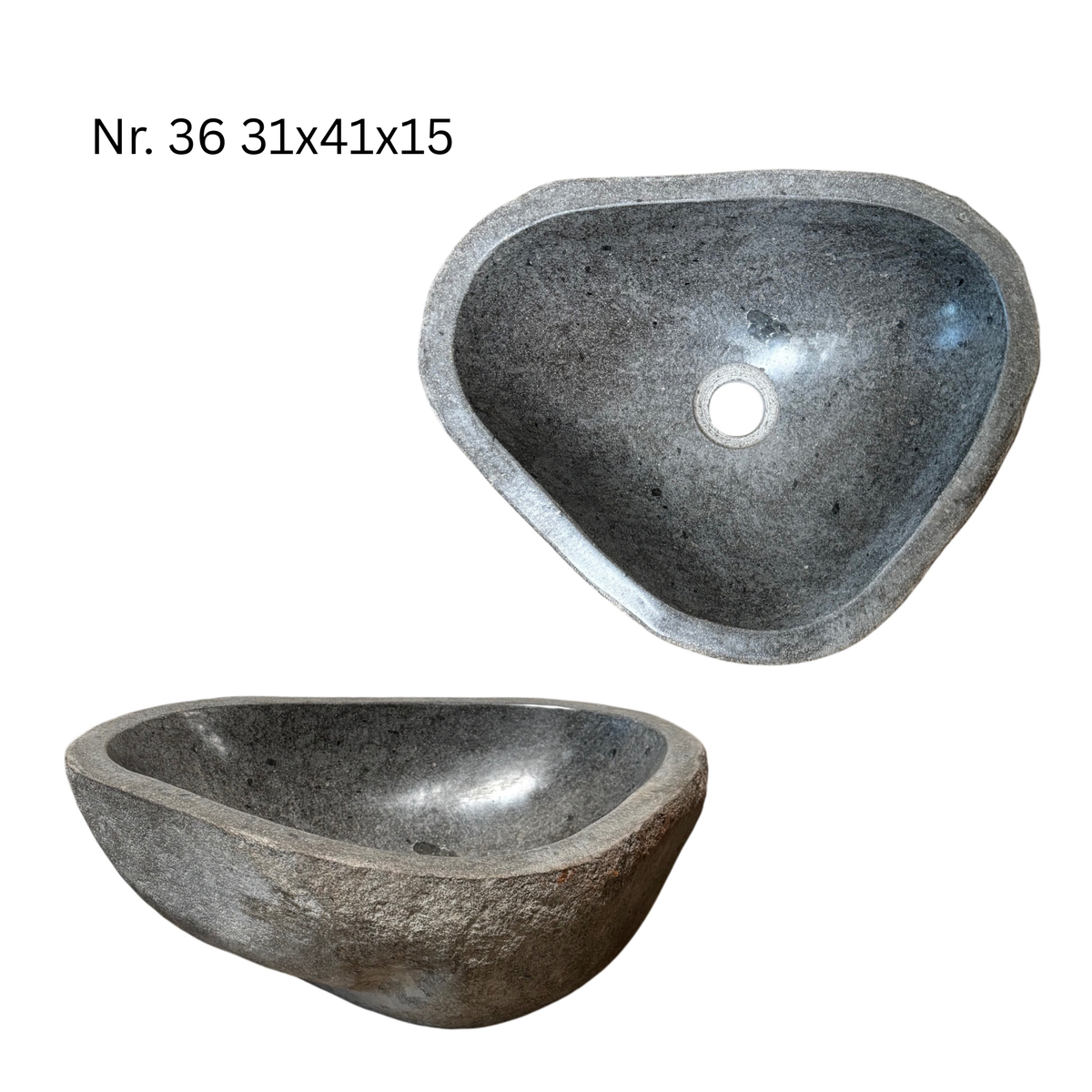 Naturstein Waschbecken - Badezimmer Toilette Aufsatzwaschbecken Waschschale - Einzigartig - Findling Stein Massiv