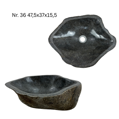 Naturstein Waschbecken - Badezimmer Toilette Aufsatzwaschbecken Waschschale - Einzigartig - Findling Stein Massiv