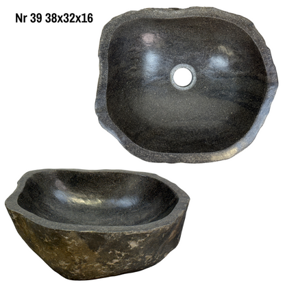 Naturstein Waschbecken - Badezimmer Toilette Aufsatzwaschbecken Waschschale - Einzigartig - Findling Stein Massiv