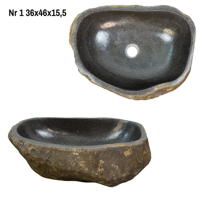 Naturstein Waschbecken - Badezimmer Toilette Aufsatzwaschbecken Waschschale - Einzigartig - Findling Stein Massiv