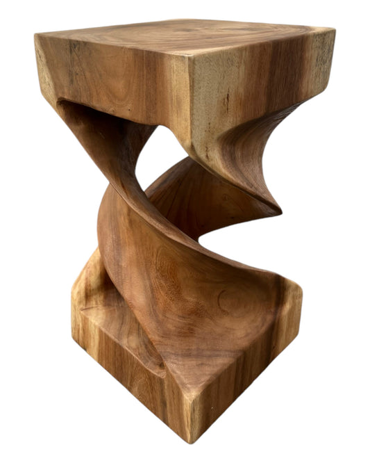 Holz Beistelltisch -  Holzhocker Couchtisch - Handgefertigt - Gedreht aus massivem Suarholz - 50x28x28 cm