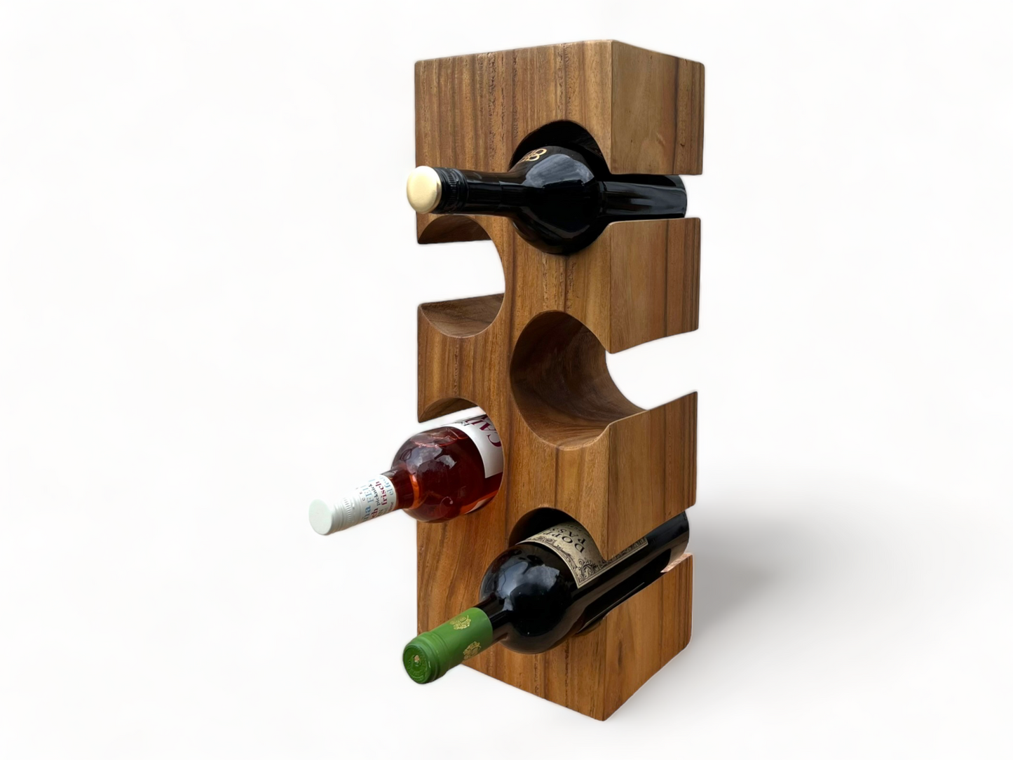 Weinregal Massiv - Küchen Wohnzimmer Deko Weinhalter - Handgefertigt Edel Hochwertig - Eckig aus Suarholz - 50/70/100x19,5x14,5 cm