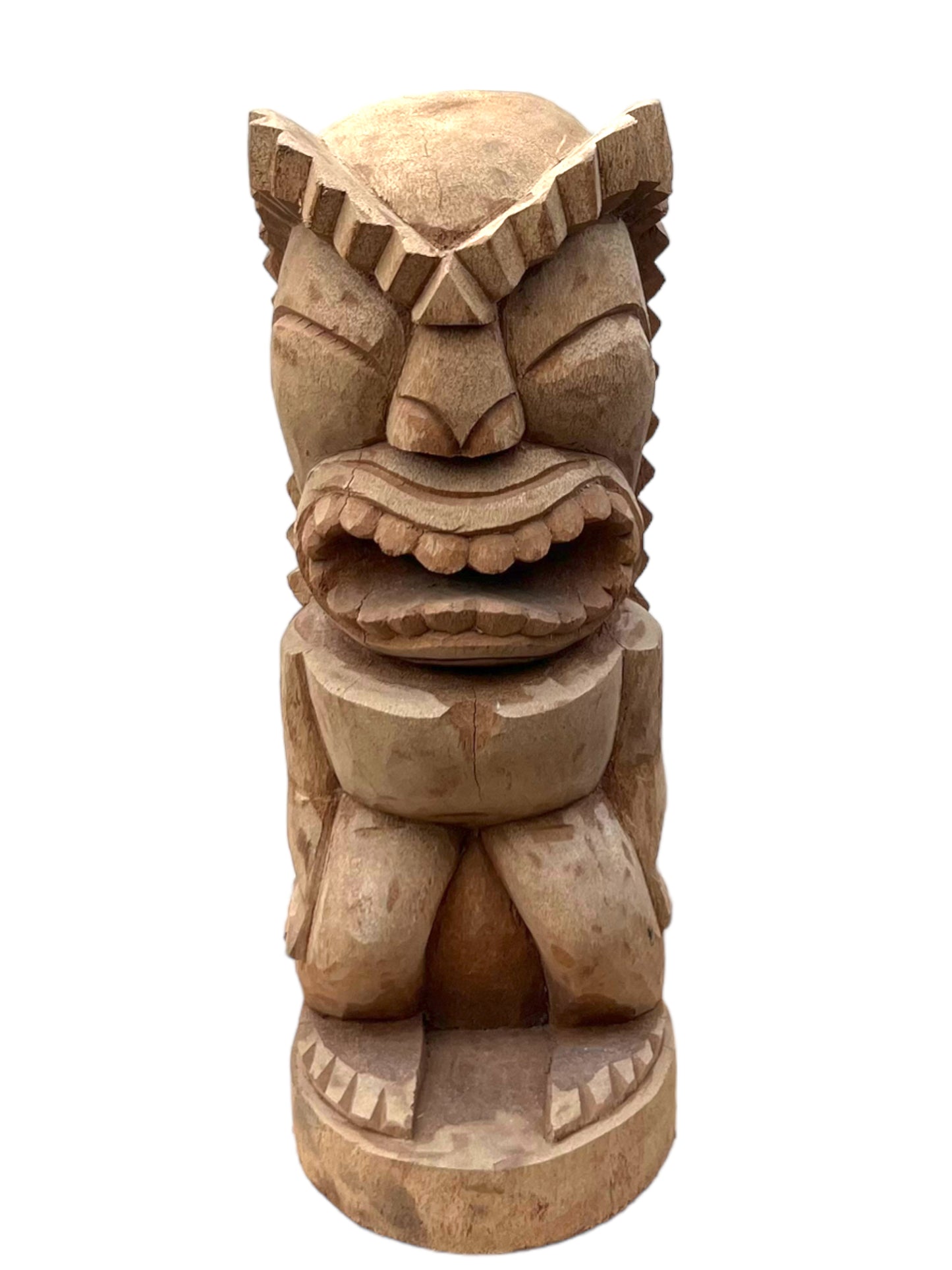 Tiki Figur - Garten Innenbereich Deko - Handgeschnitzte Exotische Skulptur - Palmen Holz - 50x19x19 cm
