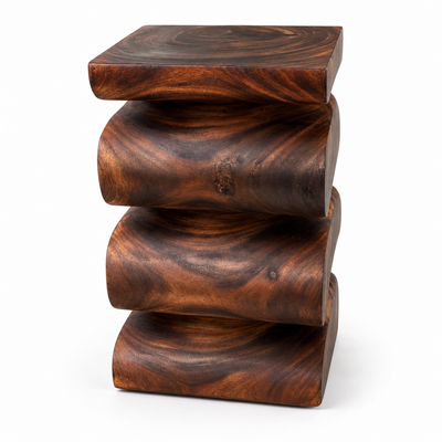 Tabouret en bois - table d'appoint tabouret à fleurs table de rangement - fait main - serpent flambé en bois de suar massif - 50x30x30 cm