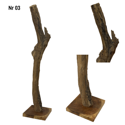 Teakholz Standfuß Naturwurzel – handgefertigtes Massivholz Unikat, dekorativer Holzfuß für Lampen & Wohnraum - 180–200 cm Höhe Ø 8–13 cm