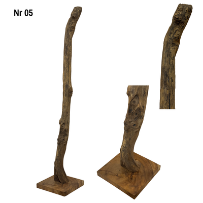 Teakholz Standfuß Naturwurzel – handgefertigtes Massivholz Unikat, dekorativer Holzfuß für Lampen & Wohnraum - 180–200 cm Höhe Ø 8–13 cm