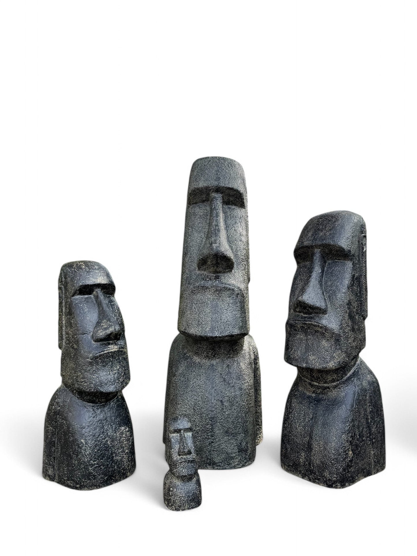 Moai Rapa-Nui statue approx. 40 cm made of lava sand Easter Island figure garden decoration head stone grey