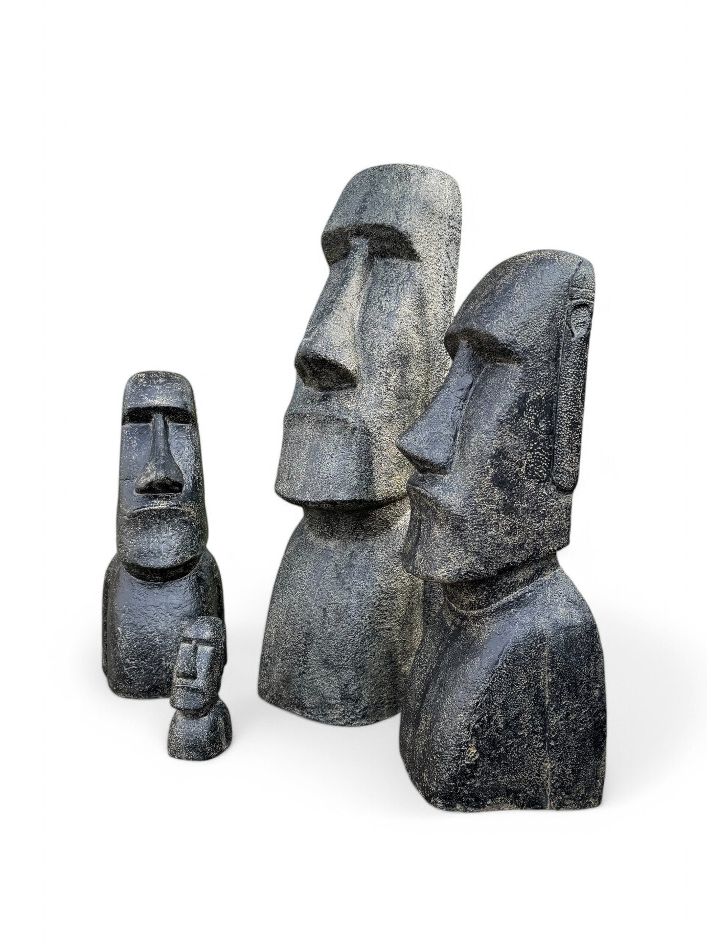 Moai Kopf Statue - Garten Deko Skulptur - Wetterfest - Rapa-Nui Osterinsel-Figur aus Lavasand Grau - 200x70x60 cm