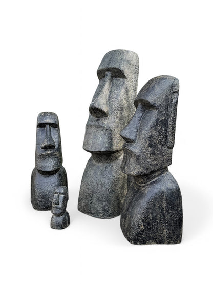 Moai Kopf Statue - Garten Deko Skulptur - Wetterfest - Rapa-Nui Osterinsel-Figur aus Lavasand Grau - 200x70x60 cm