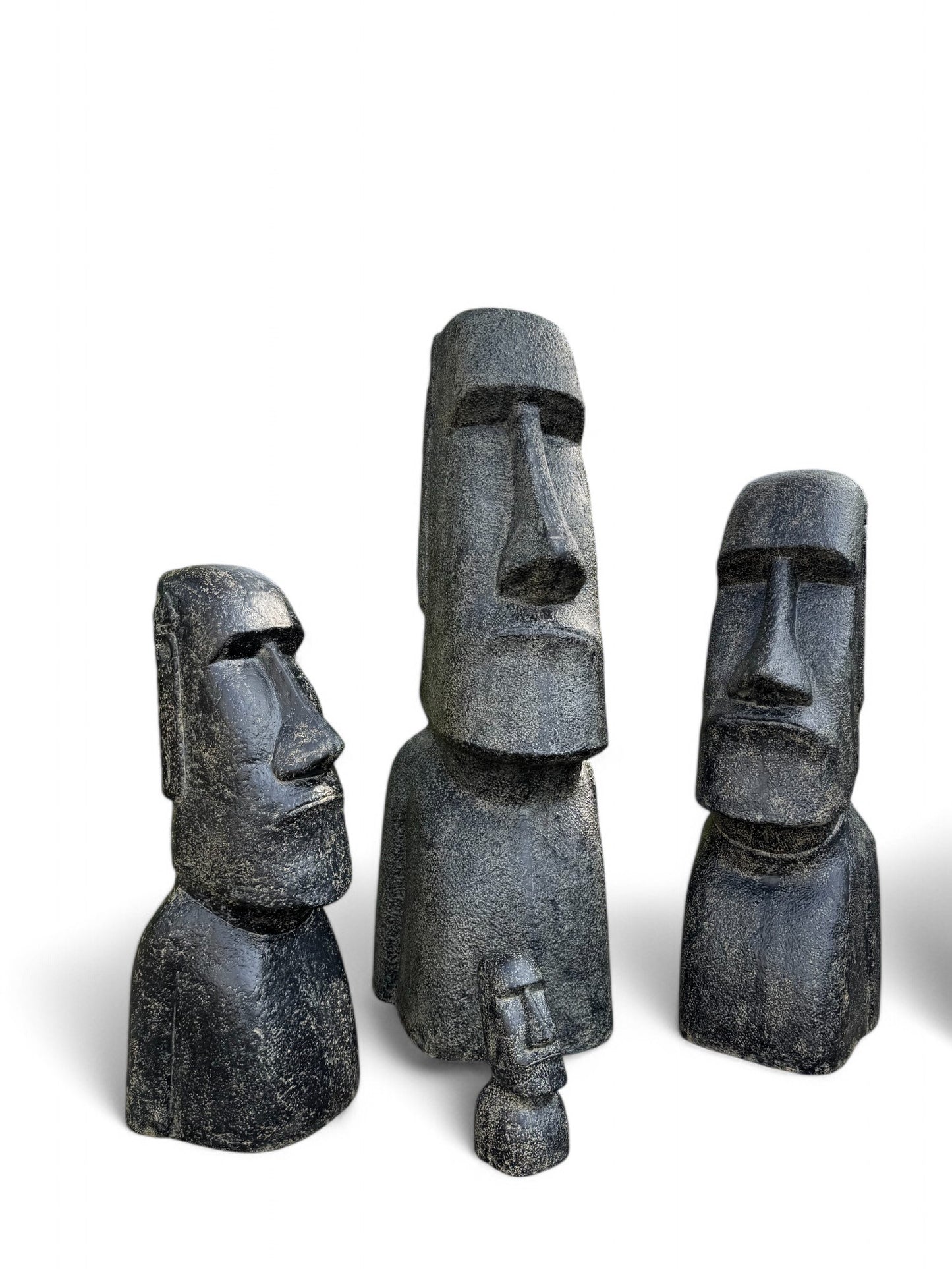 Moai Kopf Statue - Garten Deko Skulptur - Wetterfest - Rapa-Nui Osterinsel-Figur aus Lavasand Grau - 200x70x60 cm