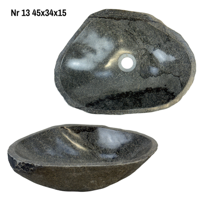 Naturstein Waschbecken - Badezimmer Toilette Aufsatzwaschbecken Waschschale - Einzigartig - Findling Stein Massiv