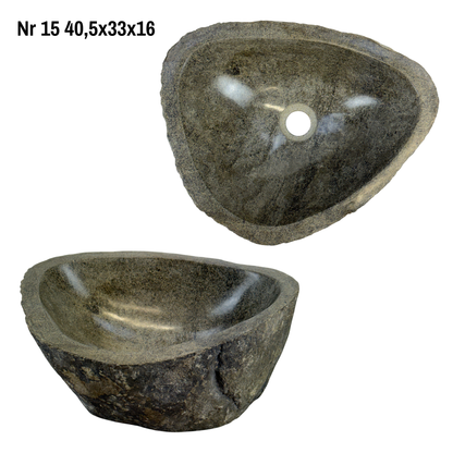 Naturstein Waschbecken - Badezimmer Toilette Aufsatzwaschbecken Waschschale - Einzigartig - Findling Stein Massiv