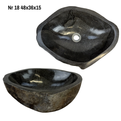 Lavabo en pierre naturelle - lavabo à poser pour salle de bain - unique - pierre de rocher solide
