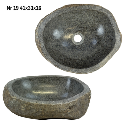 Naturstein Waschbecken - Badezimmer Toilette Aufsatzwaschbecken Waschschale - Einzigartig - Findling Stein Massiv