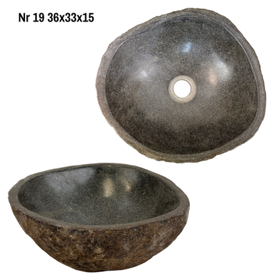 Natural stone washbasin - bathroom toilet countertop washbasin wash bowl - unique - boulder stone solid 