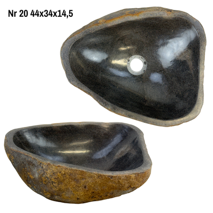 Naturstein Waschbecken - Badezimmer Toilette Aufsatzwaschbecken Waschschale - Einzigartig - Findling Stein Massiv