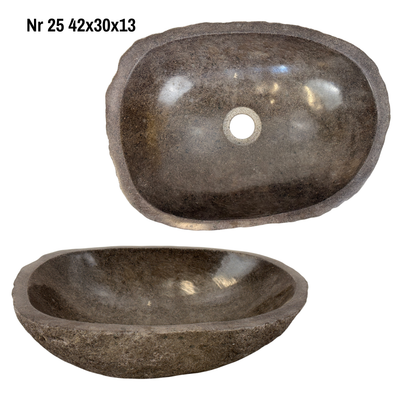 Natural stone washbasin - bathroom toilet countertop washbasin wash bowl - unique - boulder stone solid 