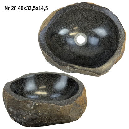 Naturstein Waschbecken - Badezimmer Toilette Aufsatzwaschbecken Waschschale - Einzigartig - Findling Stein Massiv