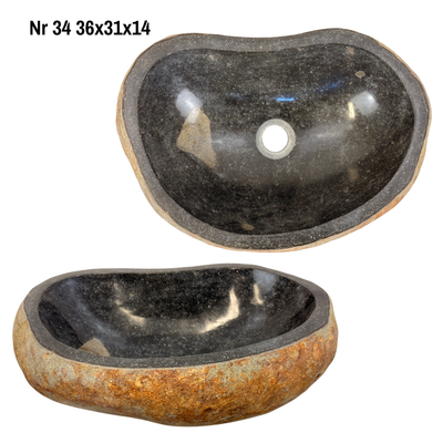 Natural stone washbasin - bathroom toilet countertop washbasin wash bowl - unique - boulder stone solid 