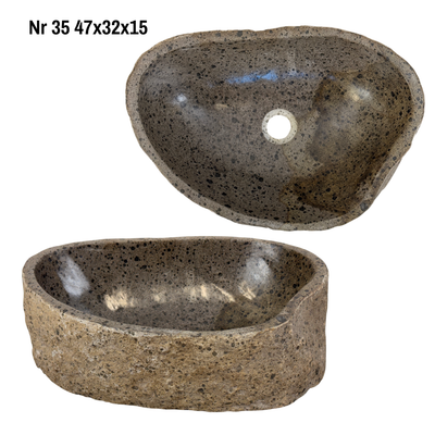 Natural stone washbasin - bathroom toilet countertop washbasin wash bowl - unique - boulder stone solid 