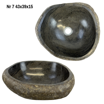 Naturstein Waschbecken - Badezimmer Toilette Aufsatzwaschbecken Waschschale - Einzigartig - Findling Stein Massiv