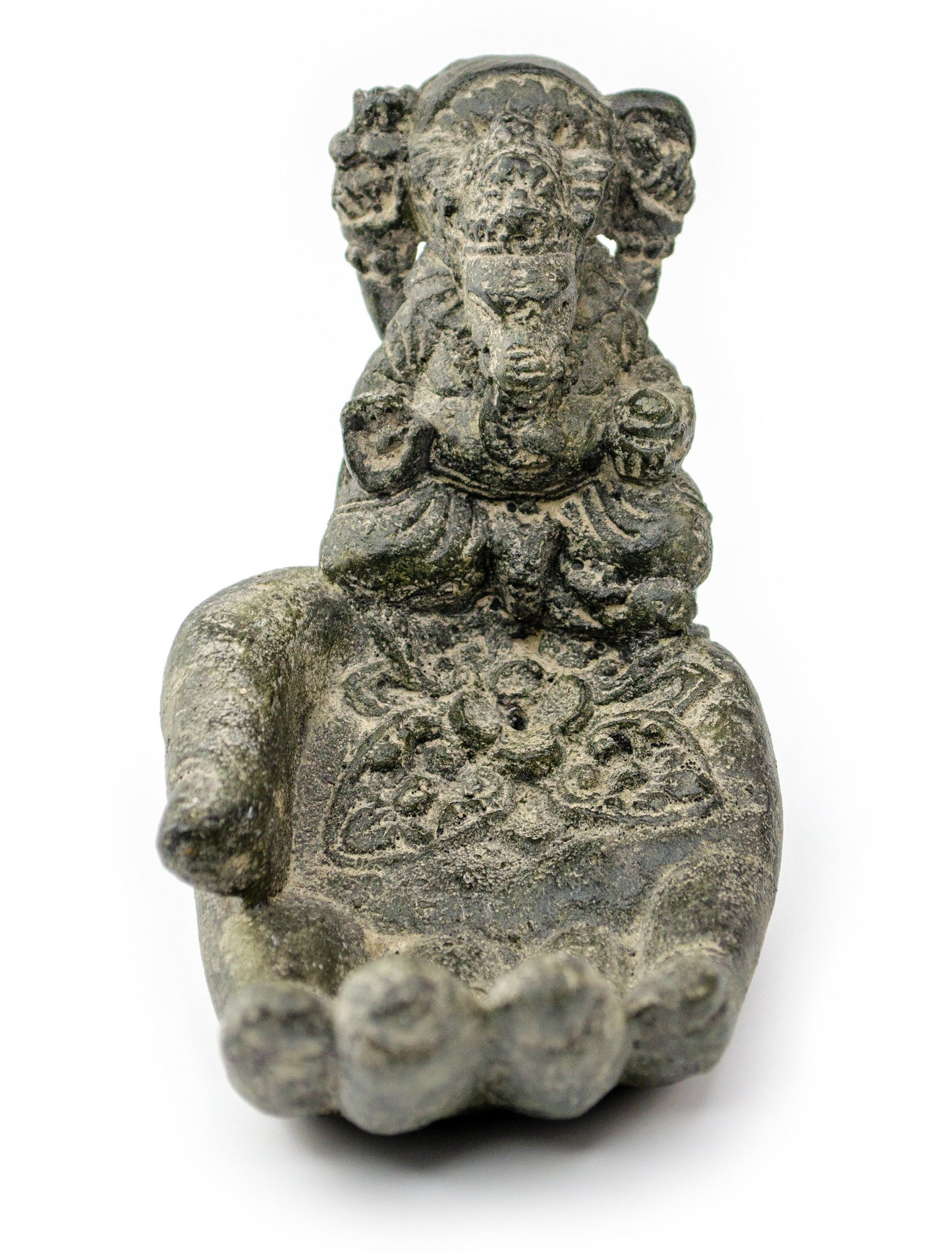 Ganesha Hand Skulptur - Deko Raumdeko Seifenschale Räucherstäbchen - Hindu Gottheit des Glückes - Elefant Grau - 13x9x15 cm
