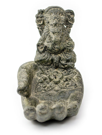 Ganesha Hand Skulptur - Deko Raumdeko Seifenschale Räucherstäbchen - Hindu Gottheit des Glückes - Elefant Grau - 13x9x15 cm