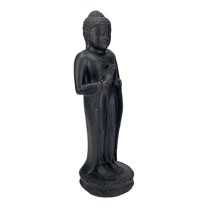 Buddha Stehend - Garten Deko Raumdeko - Gegossene Stein Figur Wetterfest - Lava-Sand Steingemisch - 50x16x14 cm