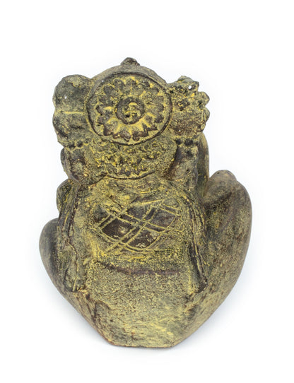 Ganesha Hand Skulptur - Deko Raumdeko Seifenschale Räucherstäbchen - Hindu Gottheit des Glückes - Elefant Gelb - 13x9x15 cm