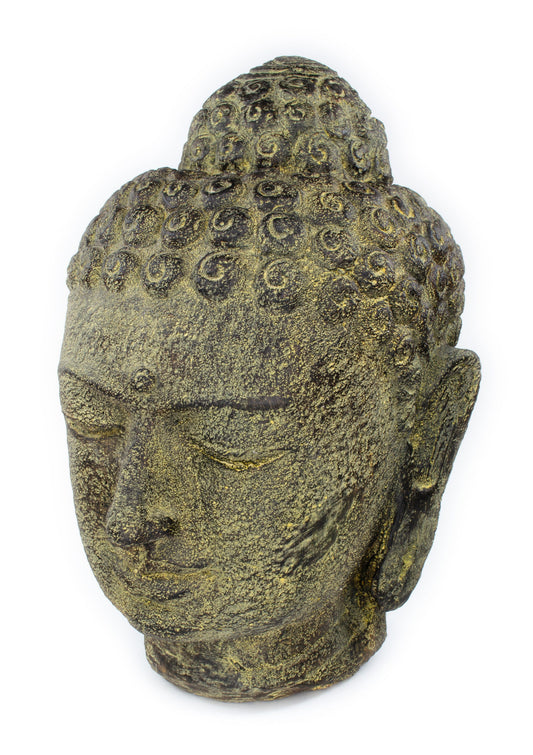 Buddha Head Stone 30cm Sculpture Statue Stone Figure Decorative Stone Mixture - For Indoor Use