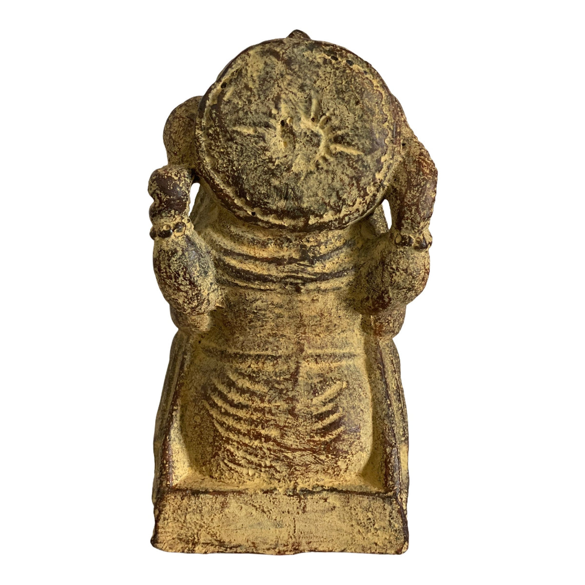 Ganesha Sculpture - Decorative Room Decoration Artwork - Hindu Deity of Good Luck - Stone Mixture Elephant Yellow - 14x8.5x6 cm