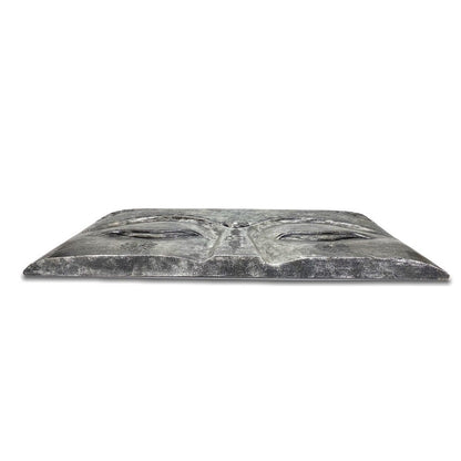 Buddha relief mural eyes 78x40x4 cm wood silver